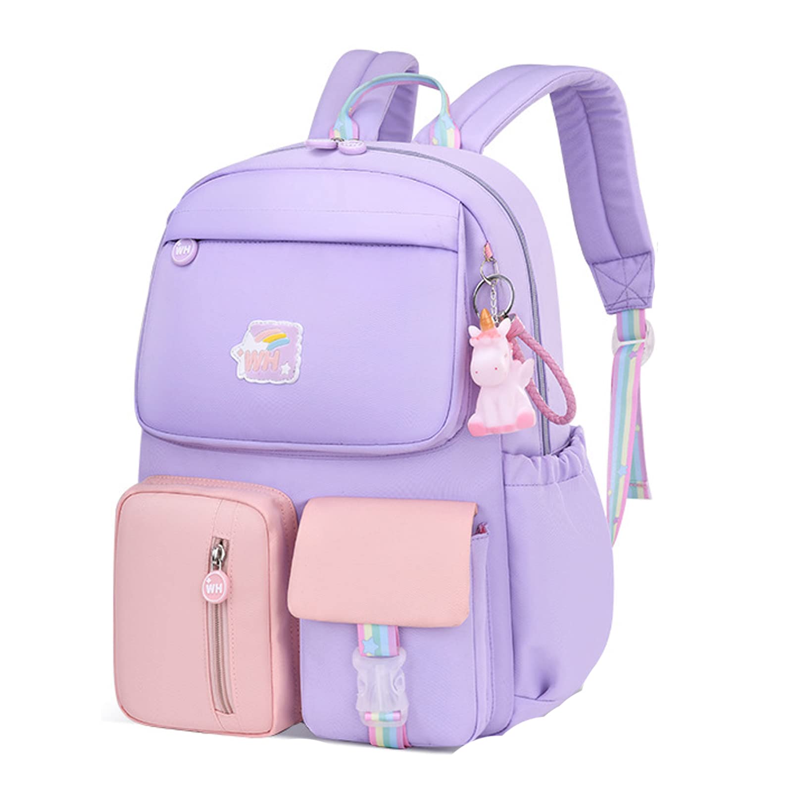 WYCY Mochila Para Niños Bonito Colgante de Unicornio Mochila Escolar Niña Mochila Kawaii Repelente al Agua Mochila Escolar a Juego de Colores