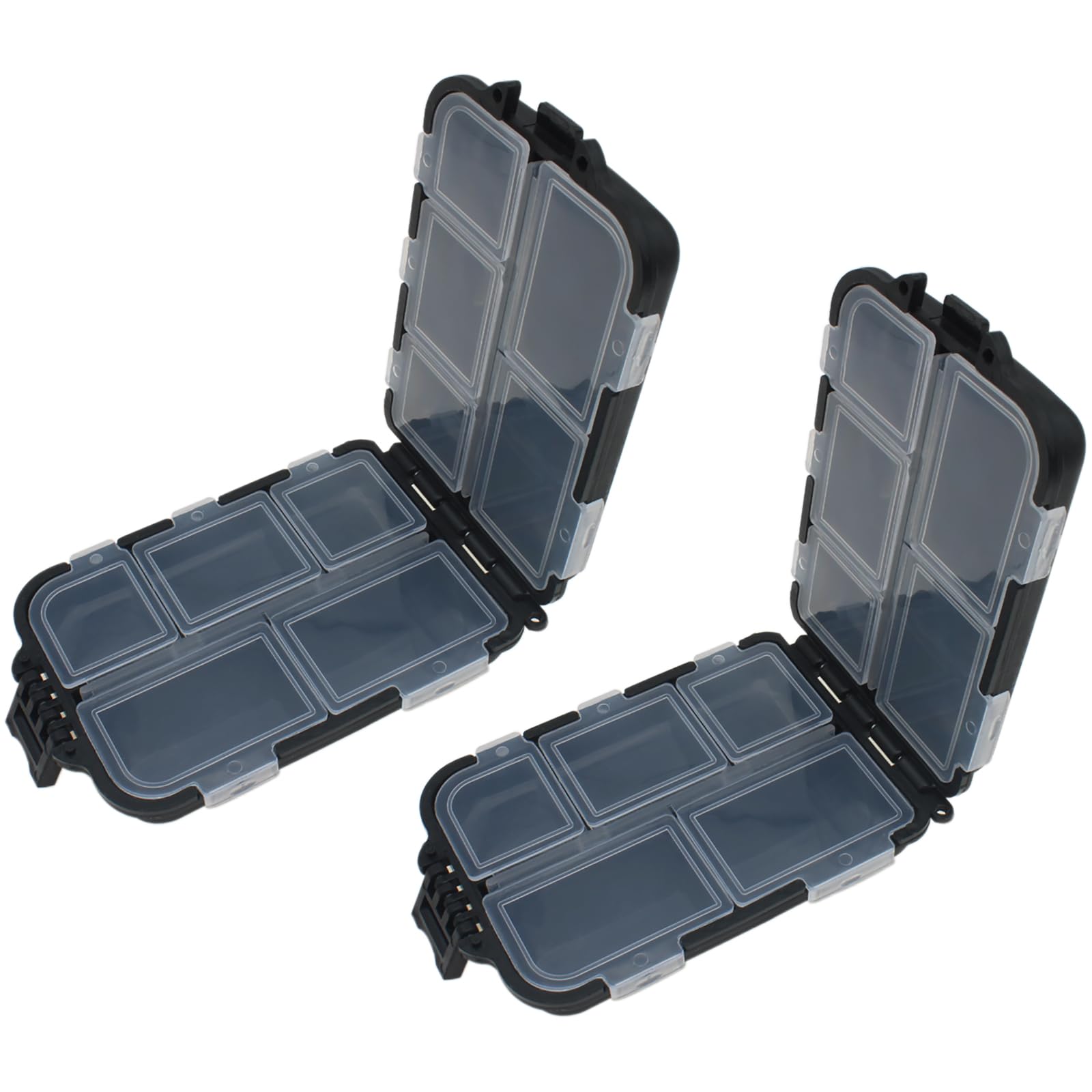 LBTODH 2PCS Fishing Bait Box Black Multifunctional Fishing Accessories Box for Fishhook, Sinkers and Float Stops