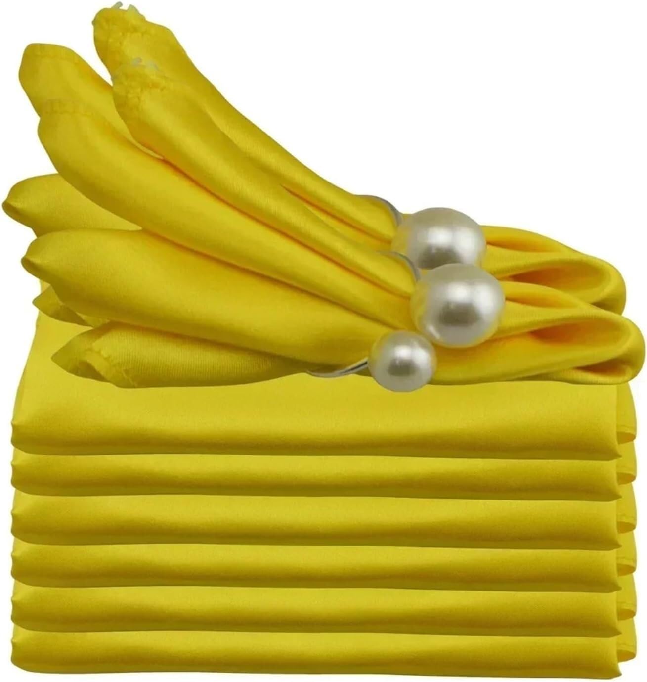 Niusabou Yellow Cloth Dinner Table Napkins, Satin Dinner Napkins 24Pcs Multicolor For Banquet Party Restaurant