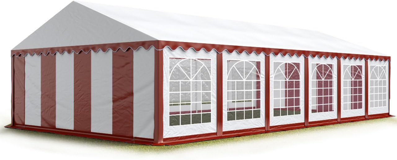 TOOLPORT 6x12m PVC Reception Tent, red and white striped