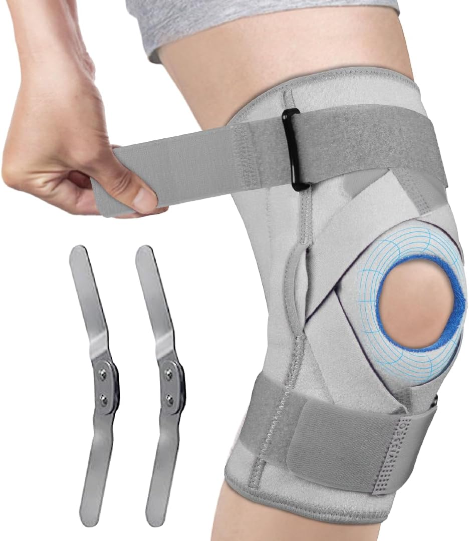 Vissco Neoprene Hinged Patella Knee Brace – Closed Type Moderate Support for Knee Pain Injury Recovery Sports Use – Large (Grey) Brace for Walking Running Gym & Workout