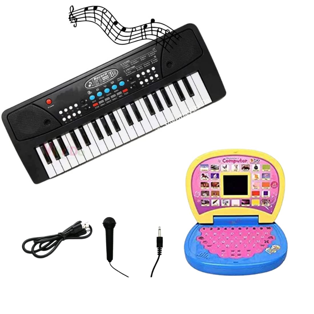 VikriDA Combo of 37 Key Piano Keyboard Toy with Mini Screen Laptop, Recording and Mic with Learning English for Kids (Laptop Color As per Availability) (B0BQDPLS7L) Amazon Price History, Amazon Price Tracker