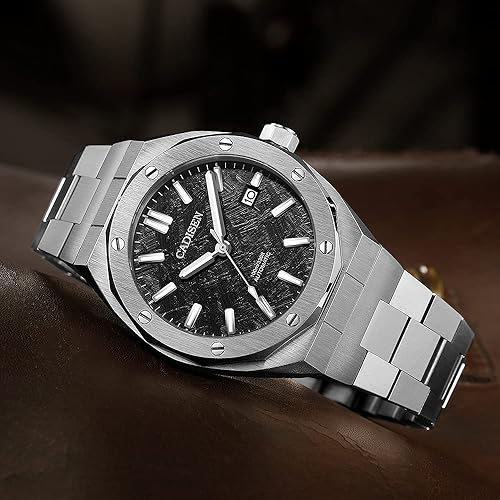 Miniatura 4 de CADISEN Reloj mecánico automático para hombre, 328.1 ft, impermeable, marca de lujo, casual, de negocios, reloj de pulsera, 42mm