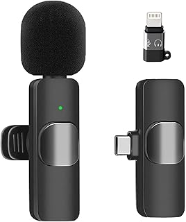 Lancoon Drahtloses Mikrofon Kompatibel mit iPhone iOS Android Laptop Mini Ansteckmikrofon mit Plug and Play Rauschunterdrückung für Live Streaming Vlog Interview (Schwarz)
