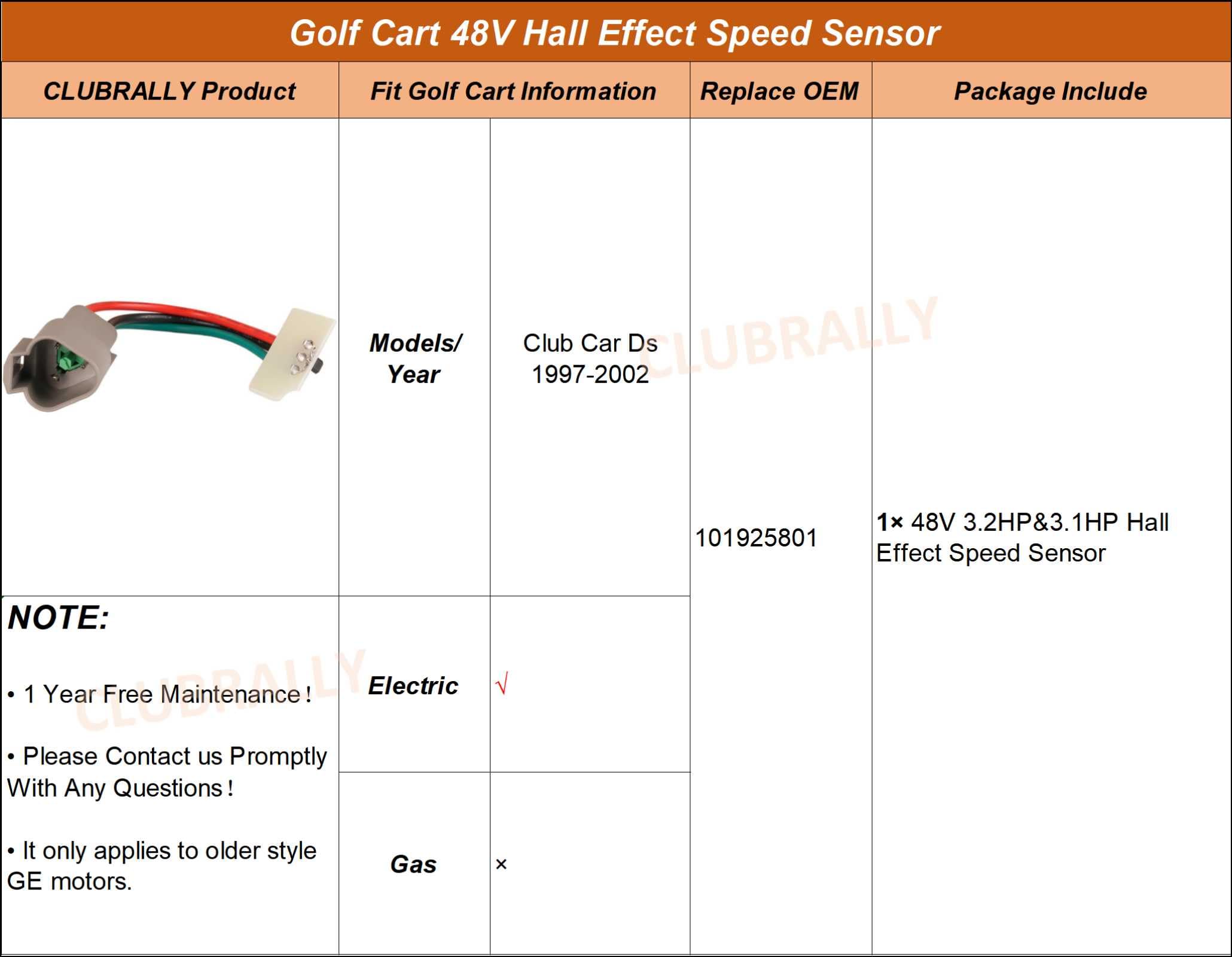 Sensore acceleratore ad effetto Hall per golf cart
