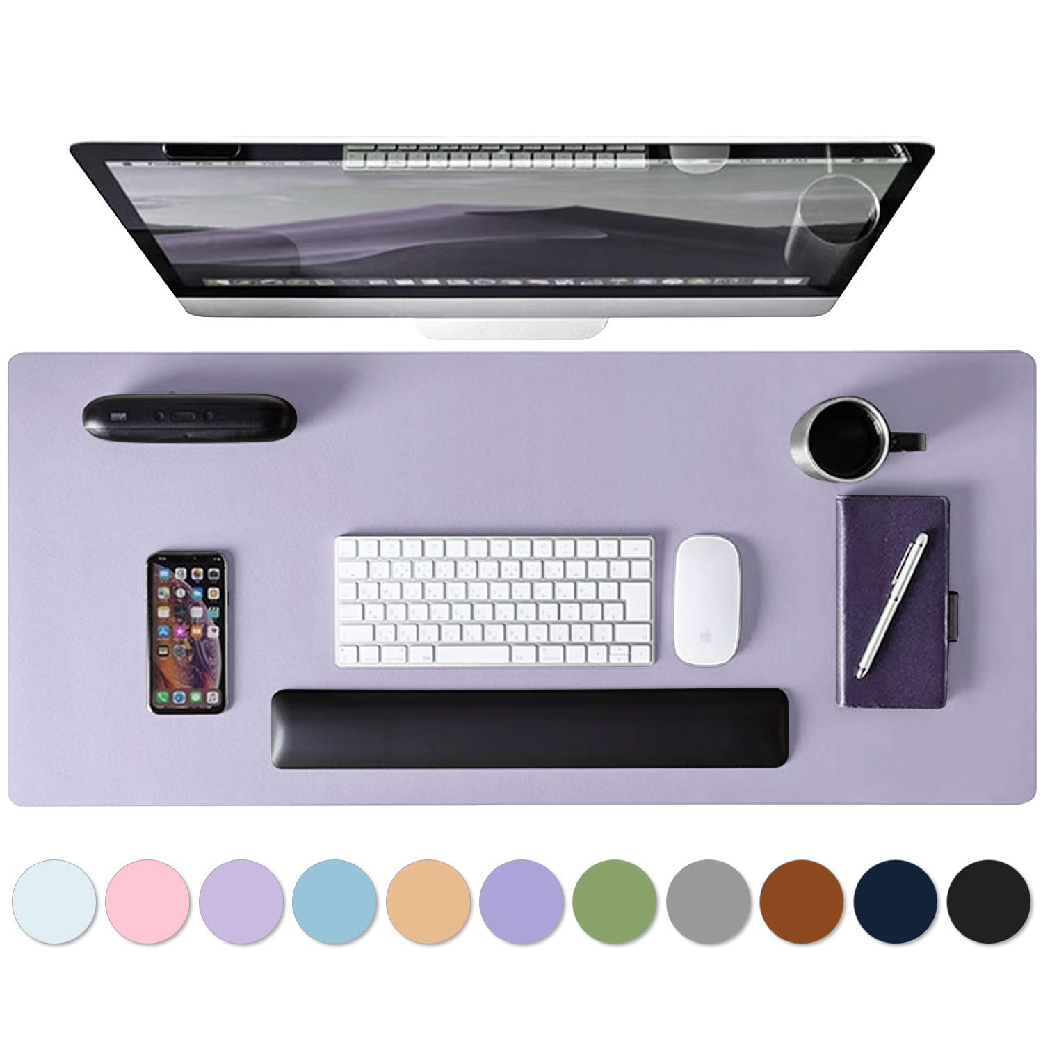 Leather Desk Pad Protector, Mouse Pad, Non-Slip Computer Mat for Desk, PU Leather Office Desk Mat for Home & Office, Waterproof Laptop Desk Blotter for Keyboard and Mouse, VioletTulip (15.7''X31.5'') — image 1