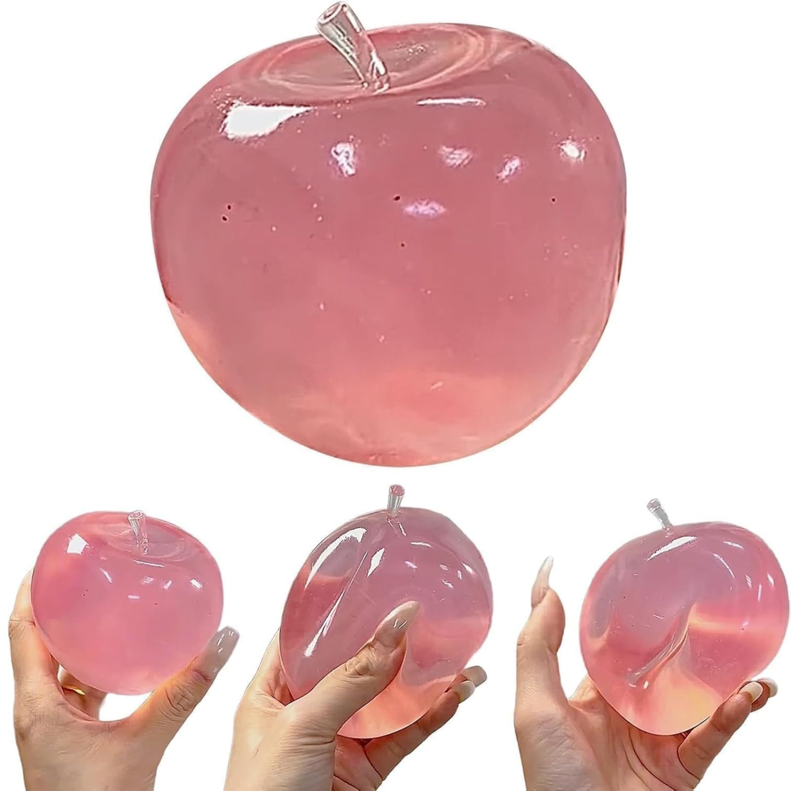 Realistic Jumbo Pink Apple Shape Squishy Stress Ball, Soft Sensory Fidget Toy for Adults, ADHD, Autism, Office Desk, Classroom and Party Favours (C1)