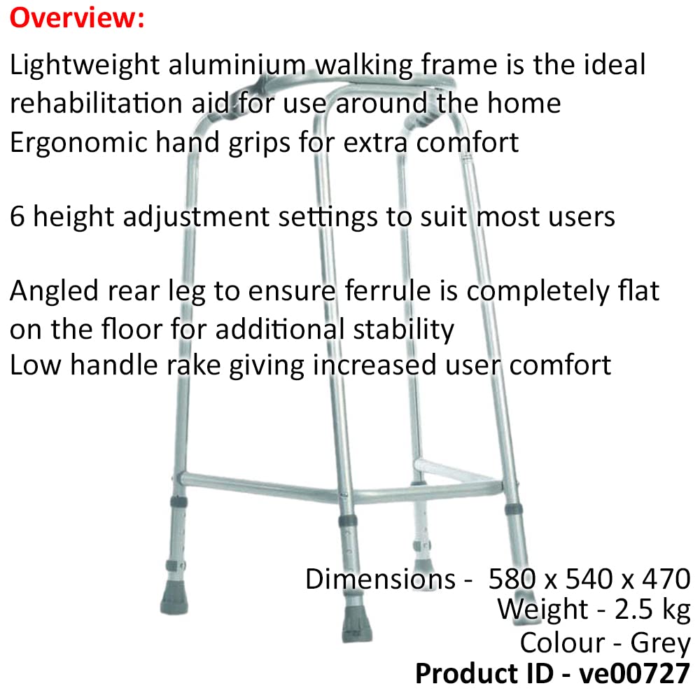 Ultra wąska rama do chodzenia, smukła konstrukcja, szerokość 540 mm, pediatryczna, lekkie aluminium, antypoślizgowe gumowe okucia, ergonomiczne uchwyty, pomoc w chodzeniu rehabilitacyjnym