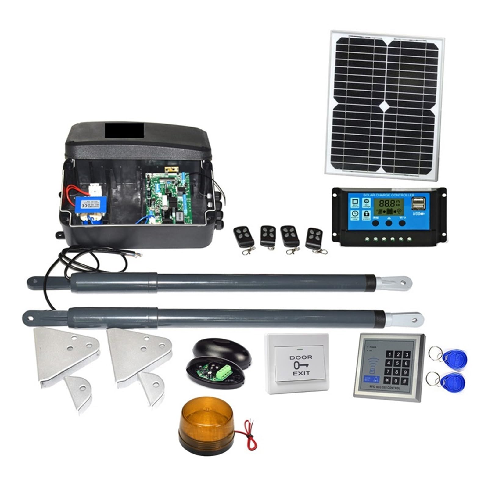 Automatic Gate Opener, Automatic Gate Opener Kit Heavy Duty Solar Dual Operator for Swing Gates Up to 16 Feet Or 440 Pounds GSM Optional(Kit2)