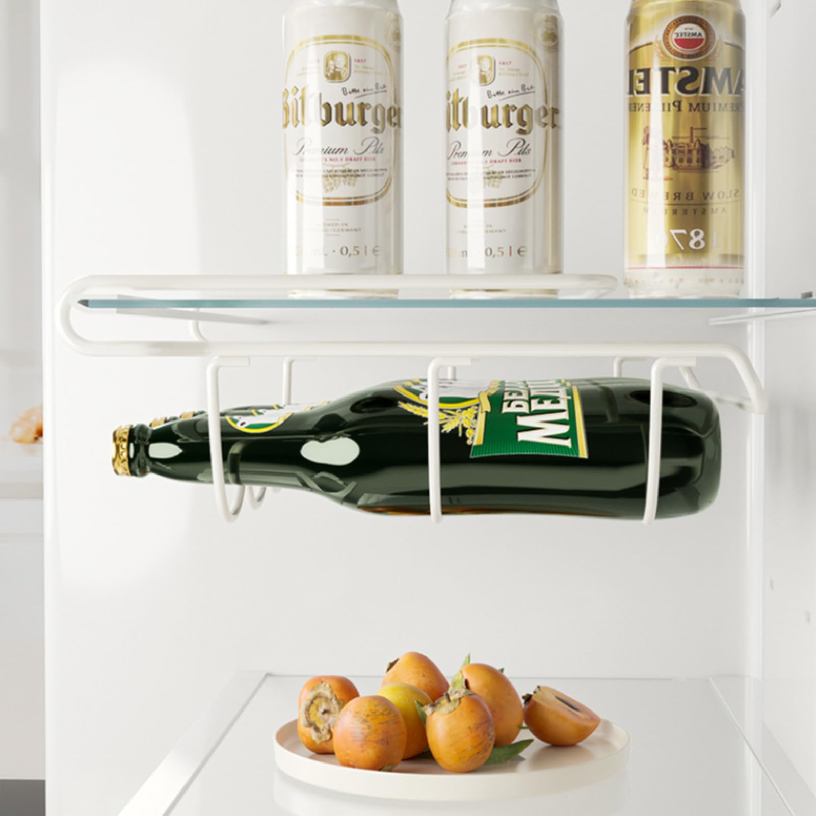Botellero para frigorífico, Soporte para Botellas de Vino, botellero para frigorífico con Capacidad para 3 Botellas, botellero para Armario Interior, despensa para frigorífico
