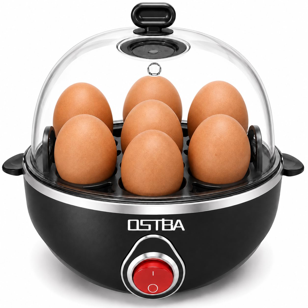 OSTBA Electric Egg Cooker, 7-Egg Boiler for Hard Boiled Eggs, Black