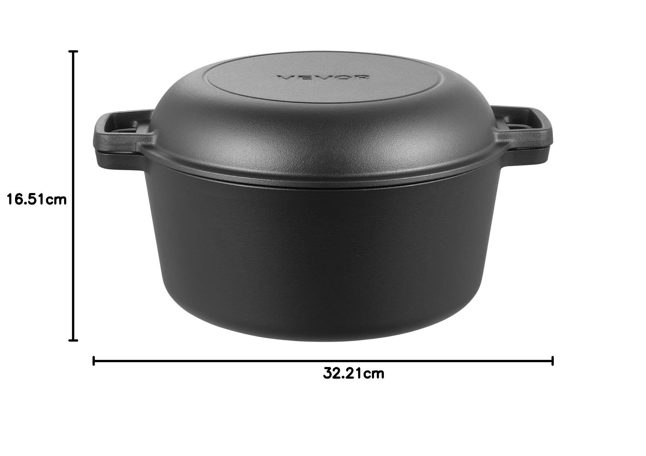 VEVOR Żeliwny piec holenderski, 2 w 1 wstępnie przyprawiony garnek z pokrywką patelni, patelnia 5QT z koszem zabezpieczającym, akcesoria do pieczenia chleba, kompatybilny z piecem chlebowym, 260.0 °C
