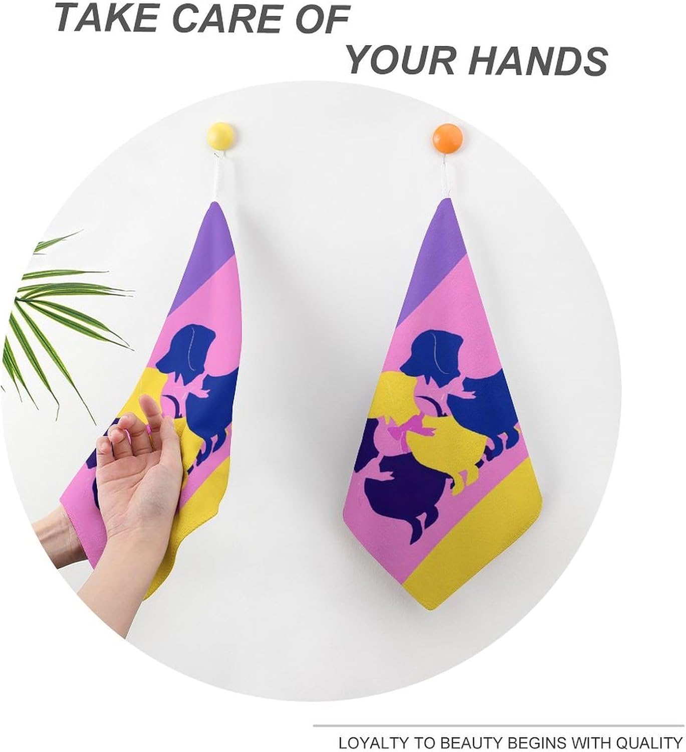 Wiener Dog Dachshund Hand Towels for Bathroom Handkerchief | Absorbent,with Hanging Loop,Kitchen Towels,for Home Hotel,Soft