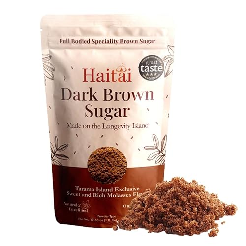Haitai Azúcar 'Longevity Island' Blue Zone Food, Japan's 'Black Sugar', sabor profundo, oscuro y potente 17.64 oz tipo polvo