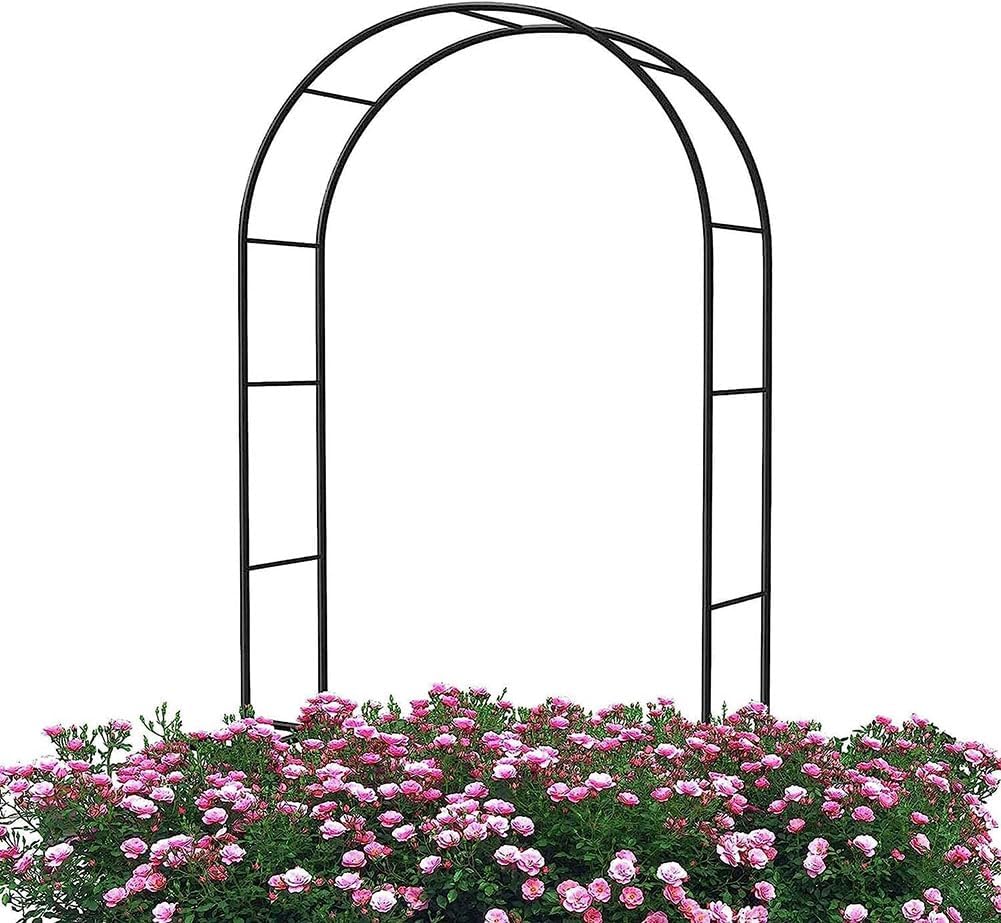 Garden Arbor Arch Steel Frame Weather Resistant Metal Archway for Climbing Plants, Free Standing Trellis Pergola 1.2M 1.4M 1.8M 2.4M 3M 3.5M Wide Garden Arch,Green,W1.4M*H2.3M