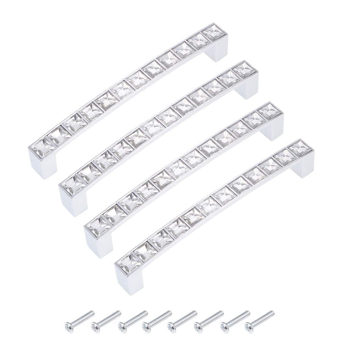uxcell Cabinet Pulls Drawer Handles 128mm Hole Centers Alloy Crystal with Screws 4Pcs