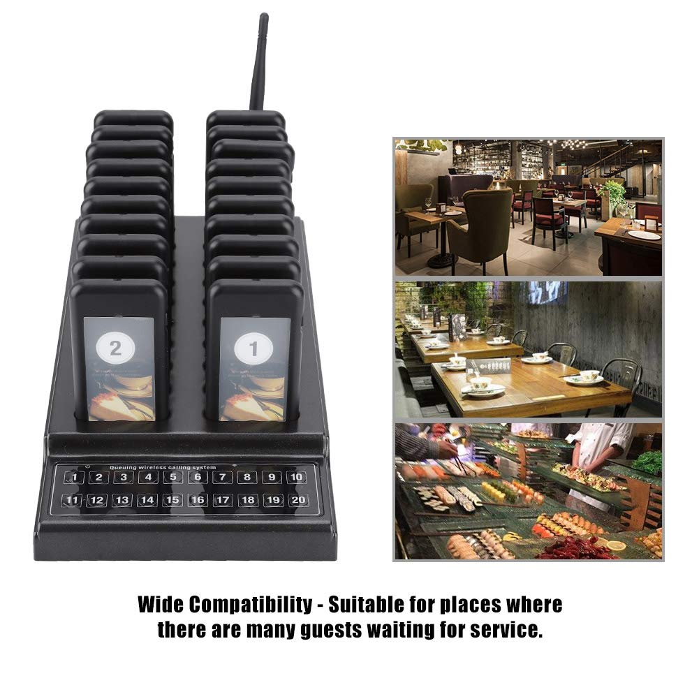 Sxhlseller Avvisatori Acustici per Ristoranti, 20 Canali Cercapersone da Ristorante di Chiamata per Cameriere di Coda di Cercapersone Wireless Cercapersone Ricaricabile(EU)