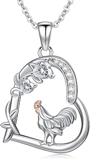 Heart Animal Necklace 925 Sterling Silver Cute Animal Pendant Jewelry Birthday Gifts for Women Girlfriend Mom Animal Lovers