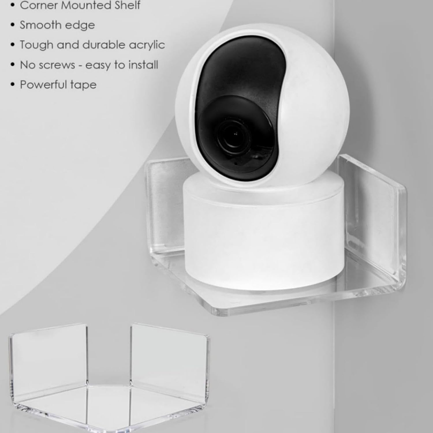 Adhesive Acrylic Bracket Set 2 Pack Wall Mount Shelf for Camera image 4