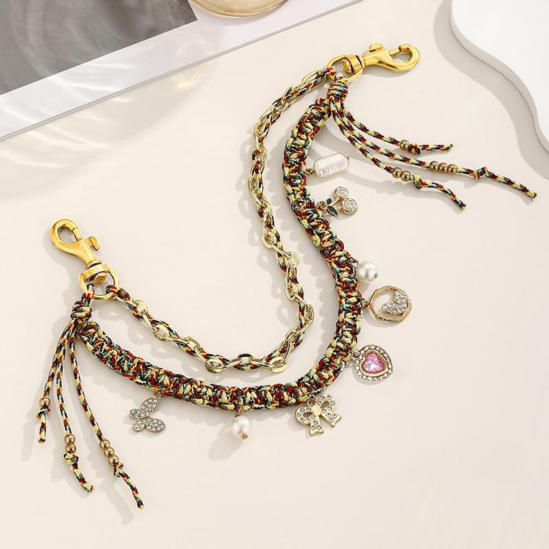 Handcrafted Braided Beaded Keychain, Boho Bag Charm for Handbags and Backpack, Purse Chain Accessory for Women image 5