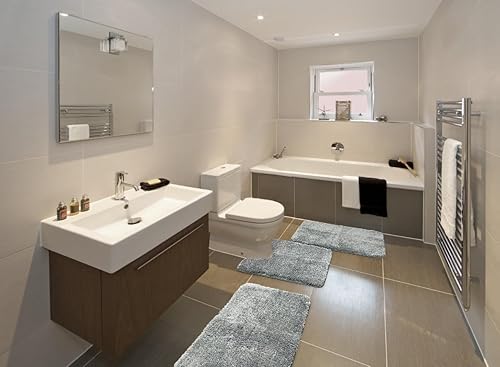 Miniatura 5 de wyewye Alfombras de baño, juego de alfombras de baño de 3 piezas, alfombras de baño de microfibra absorbente de agua para baño, antideslizantes,