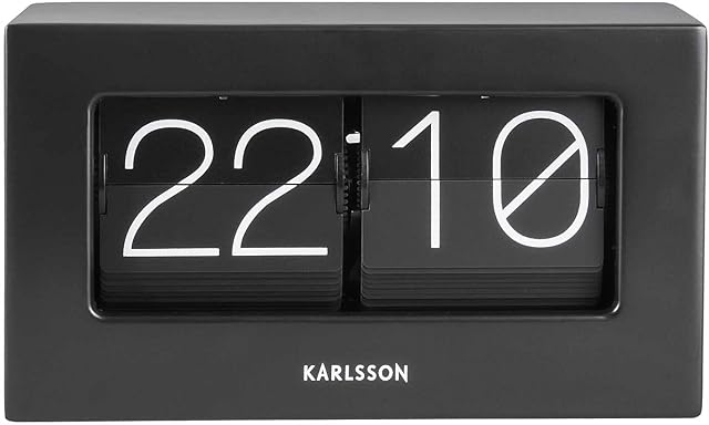 Karlsson Present Time Boxed Flip Table Clock - Black