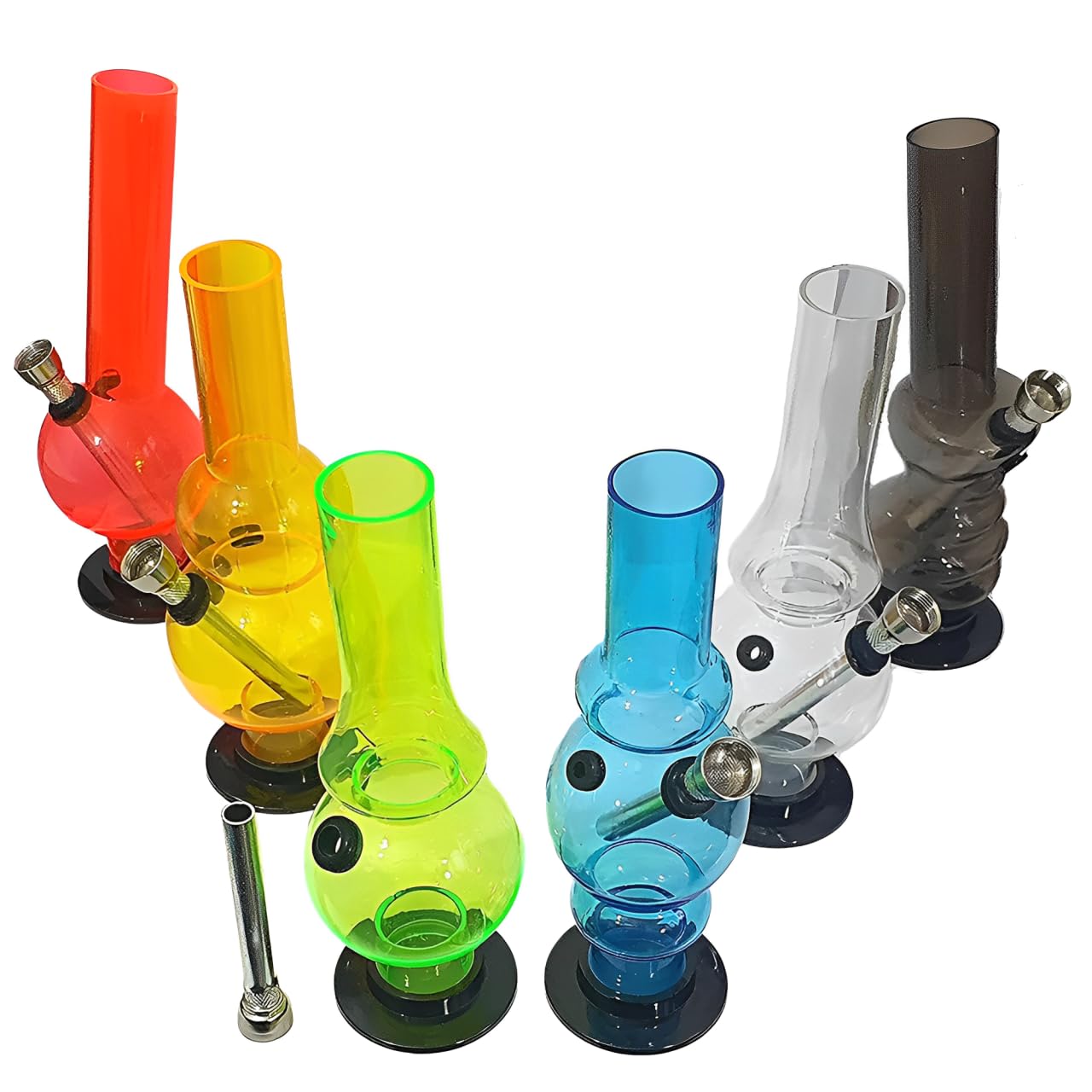 BML Mini Bong Acrylic Water Pipe With Black Base Inch Plastic Style easy to Clean Detachable Hookah pipes Multi Color Nicotine Free (8 Inch 21cm)
