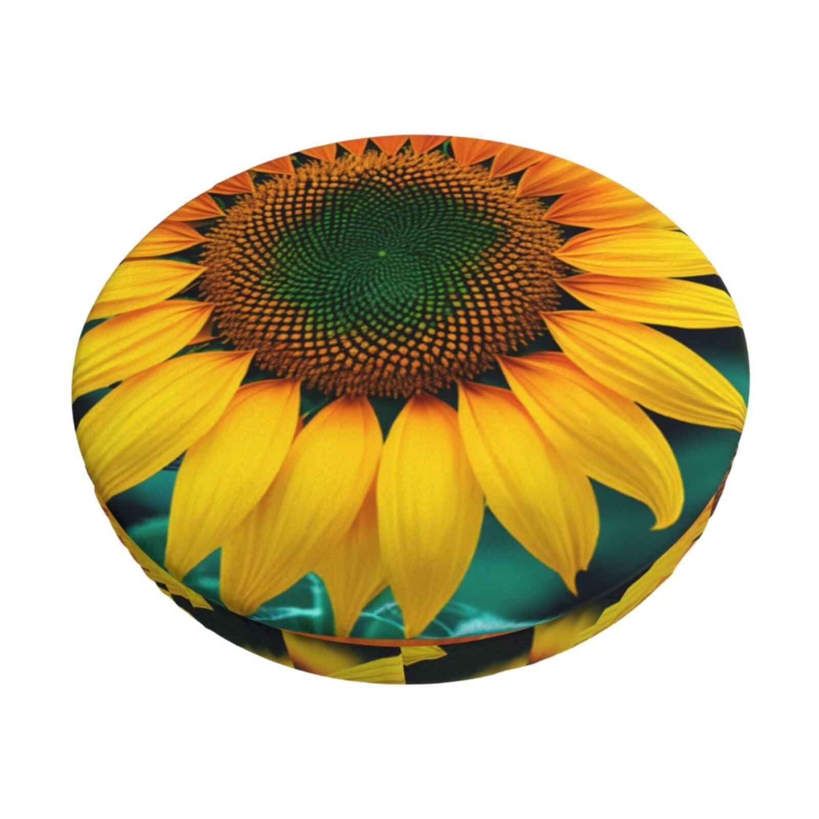 GUCHENP Rainbow Sunflower Print Round Bar Chair Cushion Cover,Washable Chair Protector For Indoor Home Furniture Decor