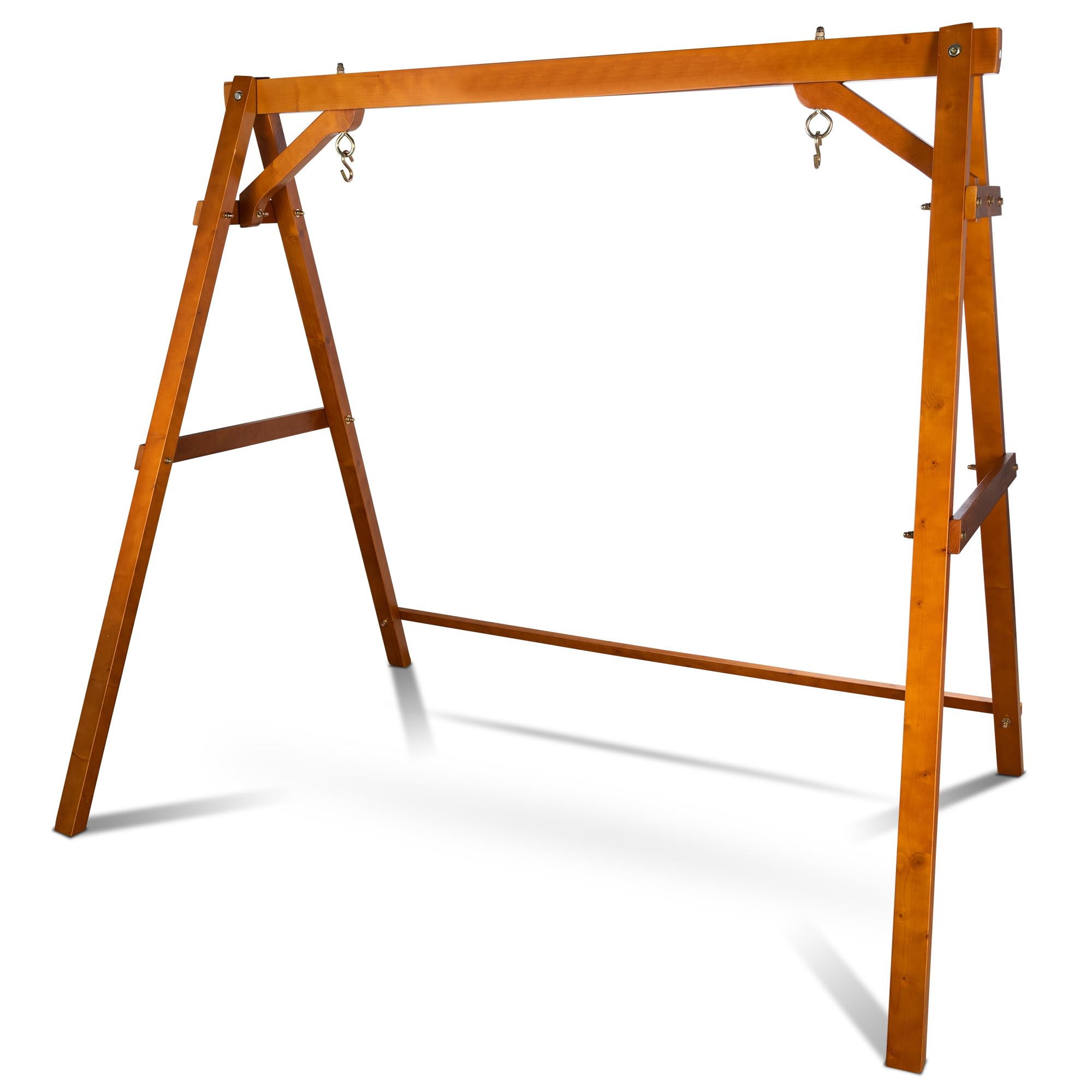 SULIVES Heavy Duty 1000 LBS Wooden Porch Swing Frame, Swing Stand Set for Outdoor Porch Swing，Outdoor Swings Set for Backyard,Patio, Lawn & Garden