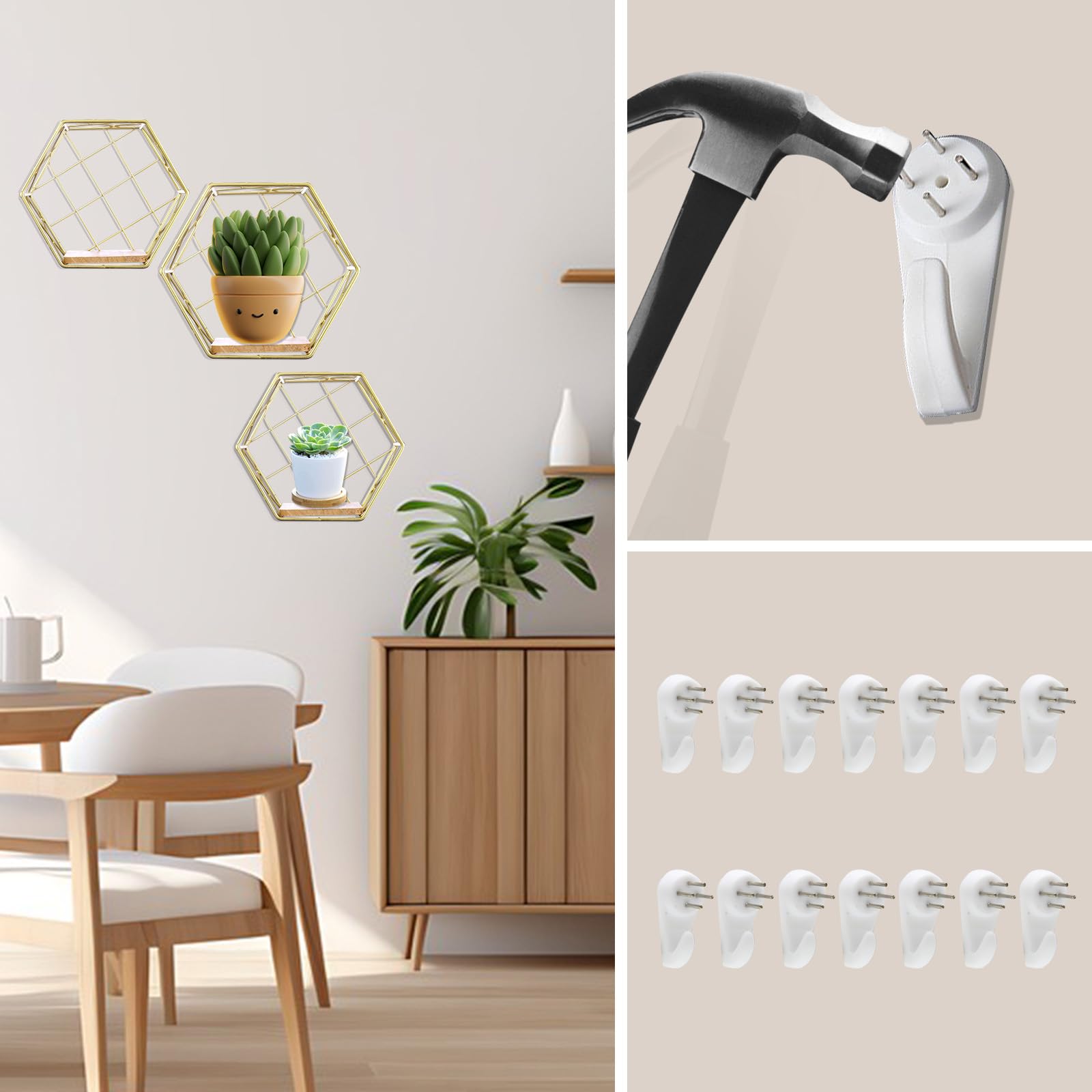 Hogar Estantes 3 Estantes Flotantes Hexagonales, Estante De Panal De Abeja Montado En La Pared, Para Cocina, Dormitorio, Sala De Estar, Oficina, Para Almacenamiento Estantes Flotantes De Pared