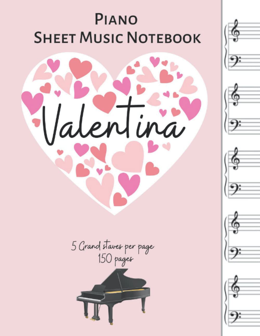 Cahier de musique Valentina papier manuscrit vierge composition piano 150 pages