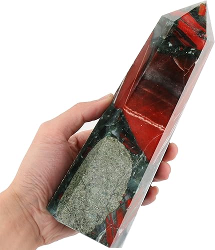 Grandes torres de cristal de África Piedra de sangre 6 facetas Cuarzo punto de obelisco Varilla de cristal curativo rojo 0.8-1.3 libras