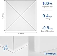 Vista 6 de Sonicism Paquete de 12 paneles acústicos forrados en X con autoadhesivo, paneles de espuma a prueba de sonido de 12 x 12 x 0.4 pulgadas, paneles