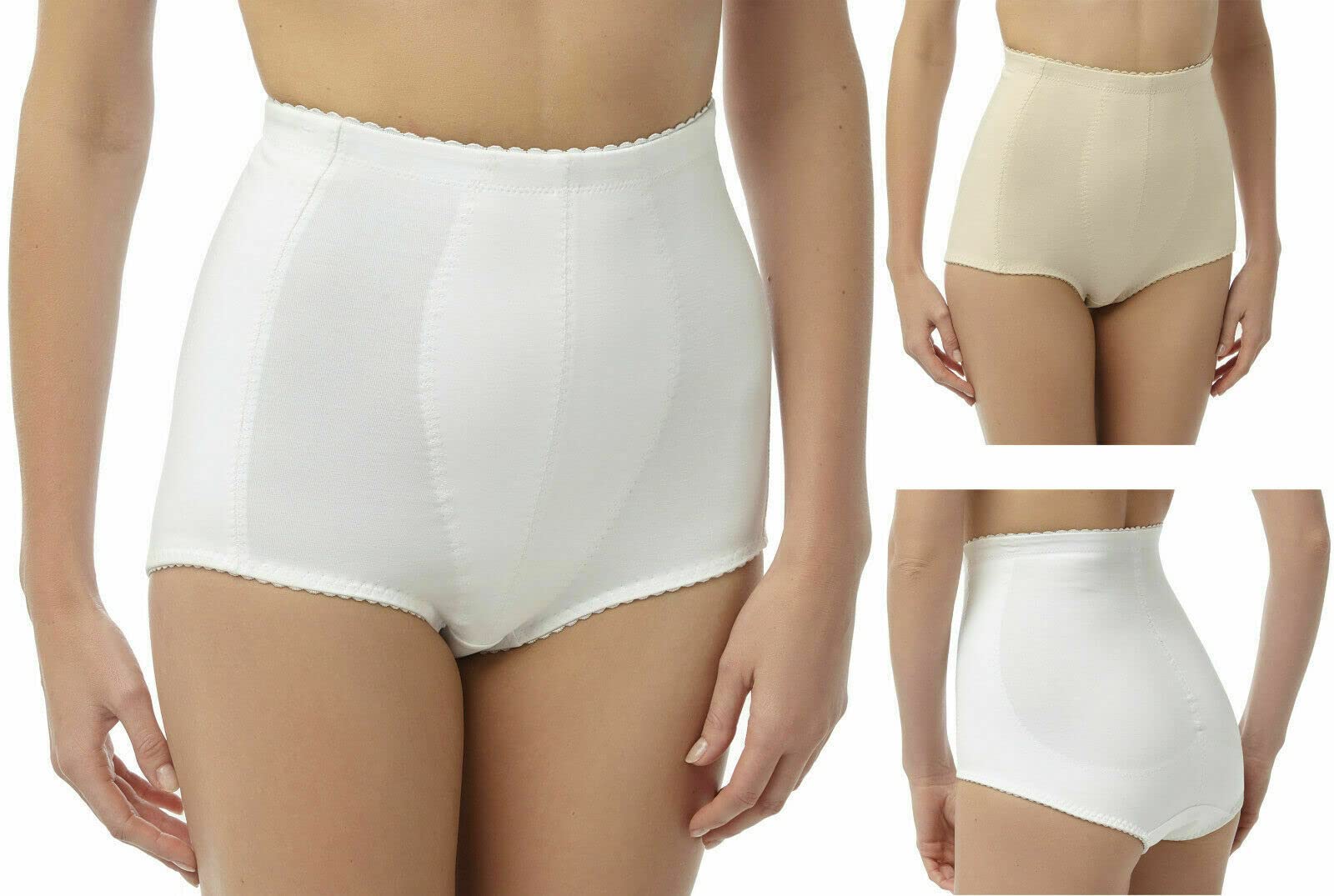 iTRONiK COTTON RICH MEDIUM CONTROL TUMMY TUCK & BUM LIFT BRIEFS PANTY KNICKER GIRDLE (2XL, White)