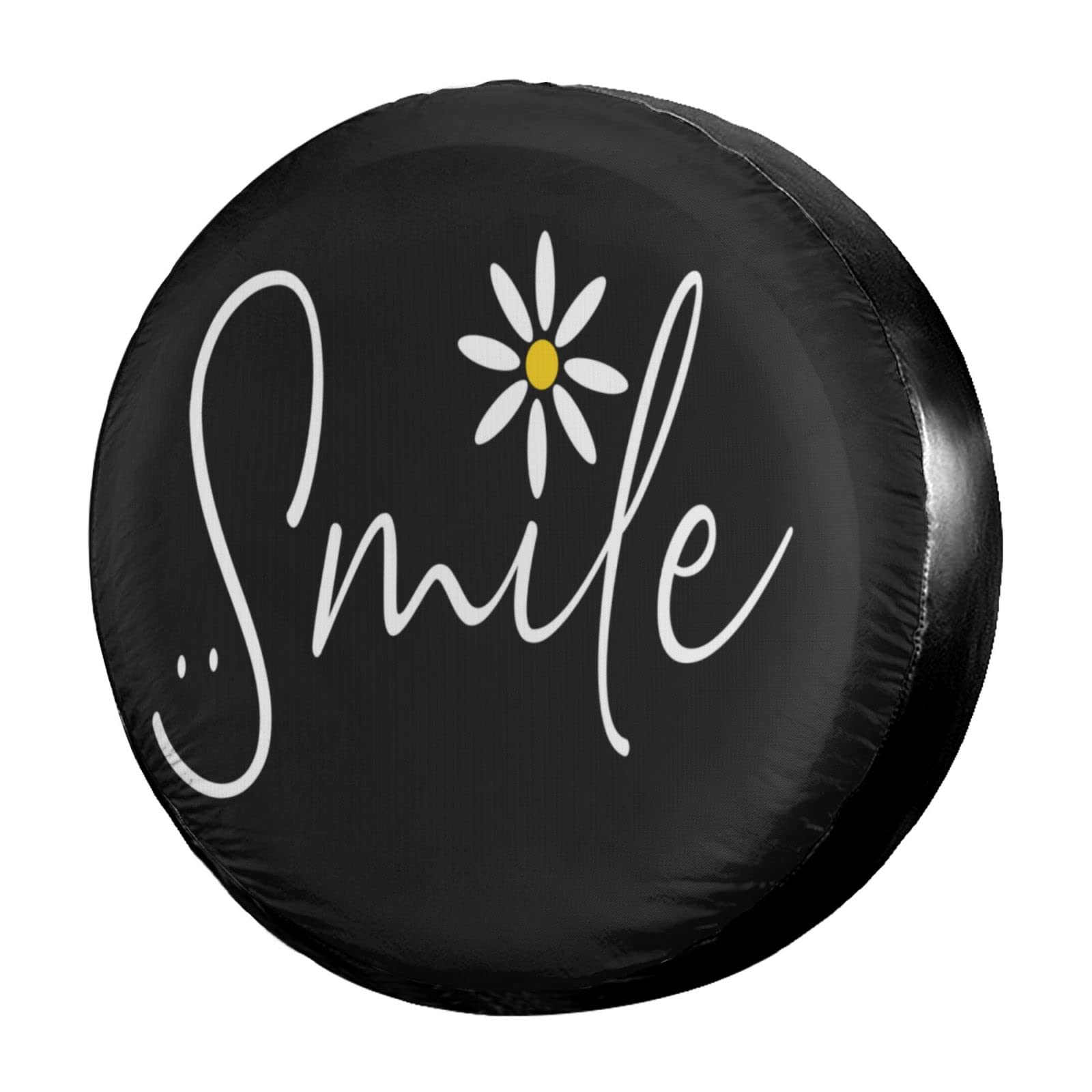 Delerain Spare Tire Cover Smile Daisy Wheel Covers Waterproof Dust-Proof UV Sun Universal Fit for RV Trailer RV SUV Truck and Many Vehicle (17 Inch for Diameter 31"-33")