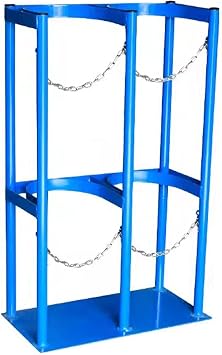 Deluxe Oxygen Tank Holder for Storage & Transportation, Heavy-Duty Gas Cylinder Fixed Shelf, with Adjustable Protective Chain, for Hospital Laboratory FactoryBlue,60x30x100cm/23.6x11.8x39.4inch