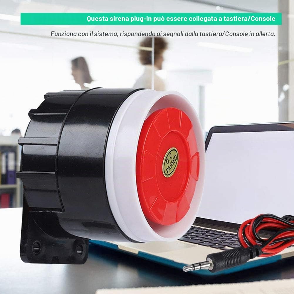 12V DC Mini Red Wired Horn Sirena, di Allarme Acustico Corno di Avvertimento per la Sicurezza Domestica 120dB