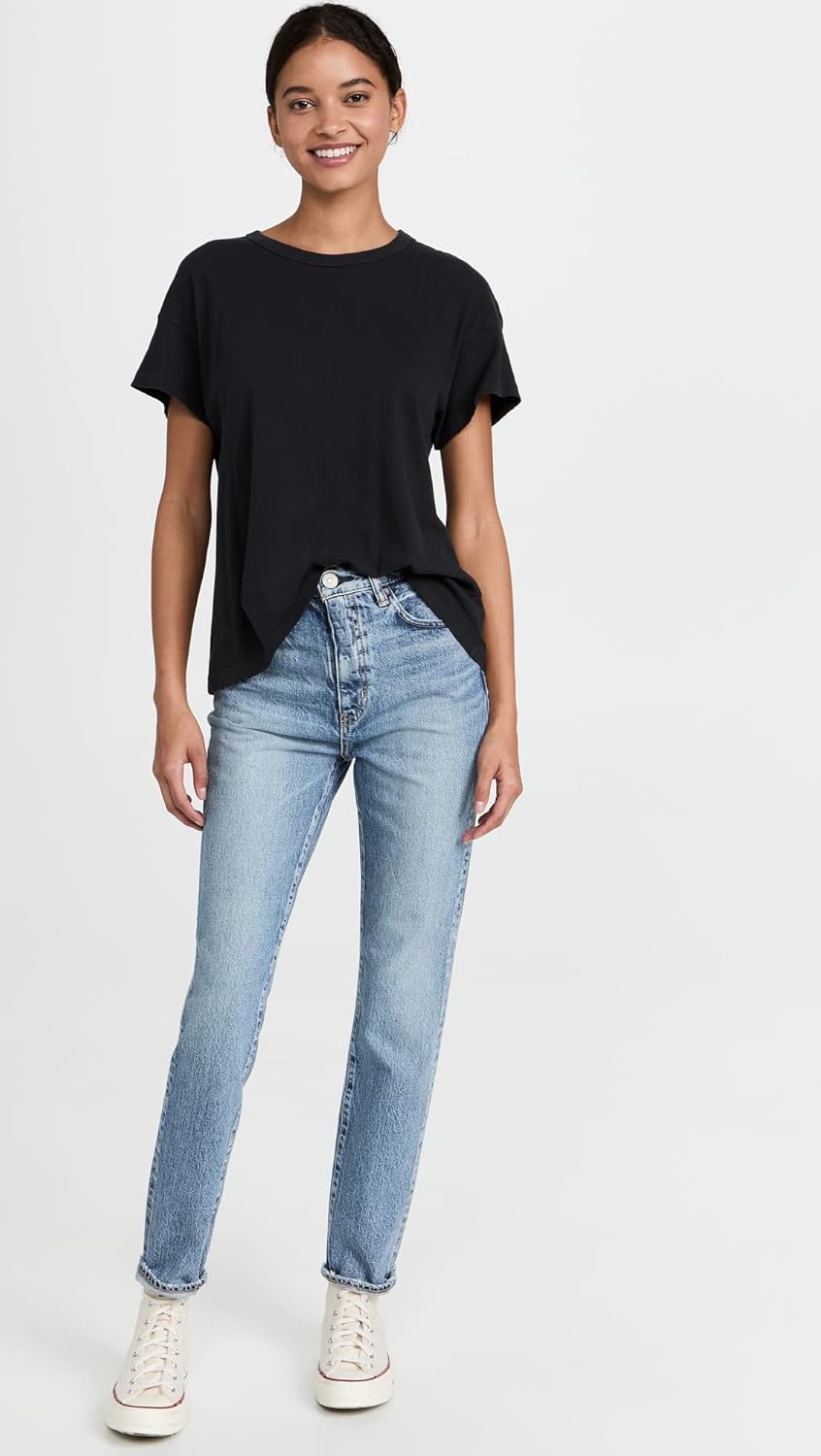 THE GREAT. Women's The Boxy Crew Tee, Almost Black, XS - Image 5