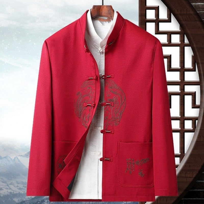 Men's Shirt Spring Autumn Zhongshan Suit Tops for Men