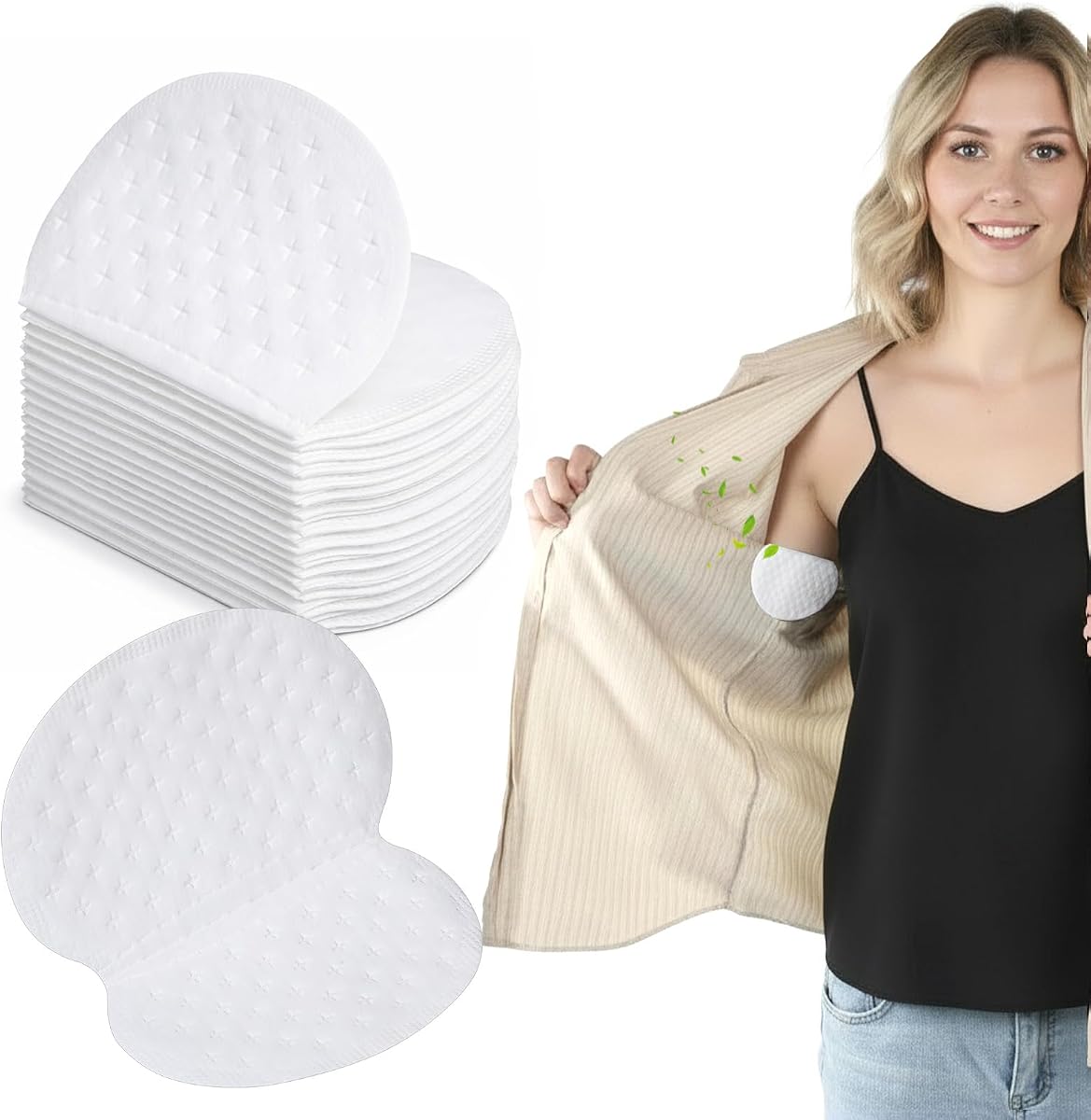 100 Pcs Armpit Sweat Pads, Disposable Underarm Sweat Pads for Women Men Comfortable Underarm Sweat Guards Non Sweat Armpit Protection