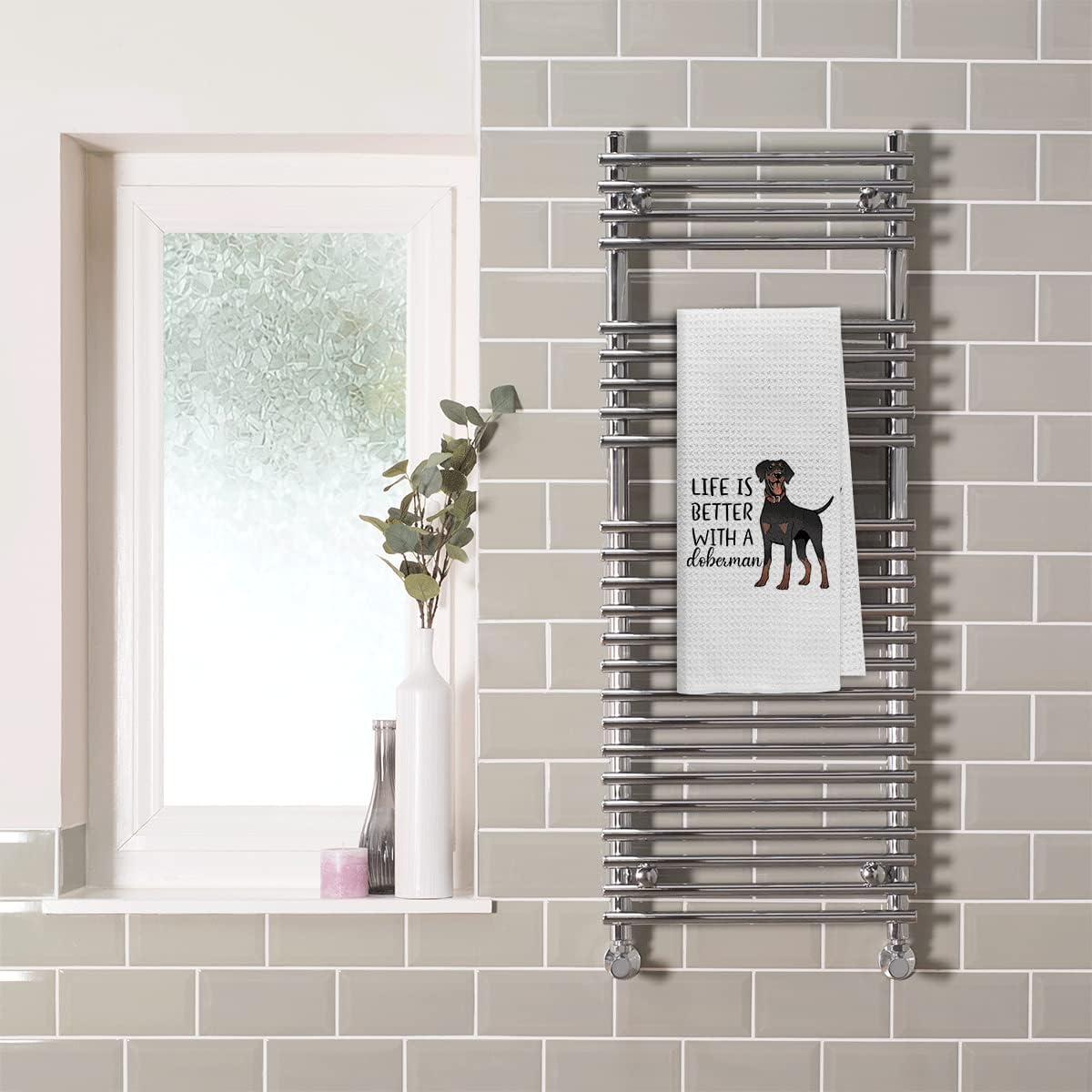 Dibor Life is Better with A Doberman Cute Doberman Puppy Dog Absorbent Drying Cloth Hand Towels Tea Towels for Bathroom Kitchen, Dog Lovers Girls Women Gifts - Image 2