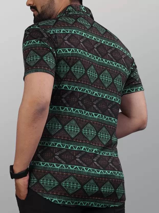 Image of LookMark Men's Trendy Lycra Blend Spread Collar Half Sleeve Printed Shirts - Elevate Your Style with Comfort and Versatility (Pack of 2)