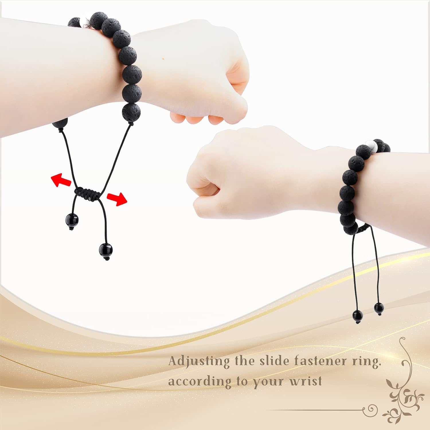 Maromalife Lava Stone Diffuser Bracelet Handmade Woven Bracelet Adjustable Braided Wristband Essential Oil Aromatherapy Bracelet Yoga Wristband with Lava Stone