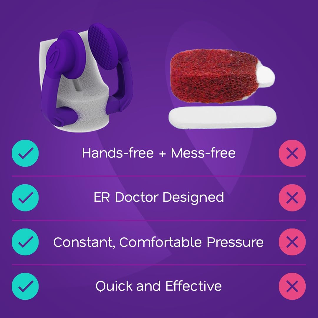 Nosebleed Rescue for Adults – Hands-Free Nasal Relief, Stop a Nosebleed Fast – ER Doctor Designed for Healthcare Pro, Sports & Home Use – 1 Reusable Device with 7 Sponges & Case