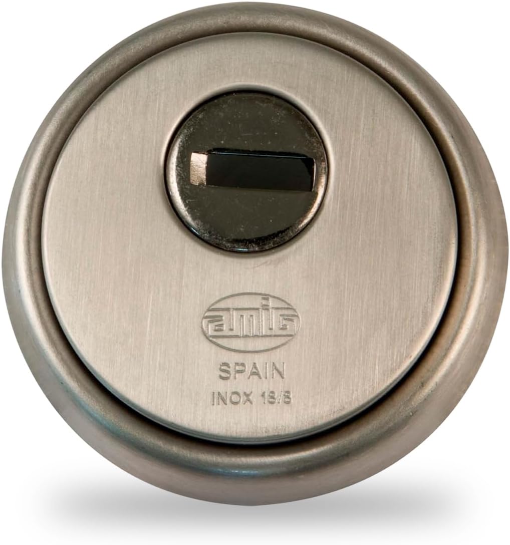 Amig - Security Shield for Locks with Anti-Drill Plate Mod. 30 - Ø 65 mm - Solid Outer Ring - with Screws and Bracket - Matt Chrome Brass