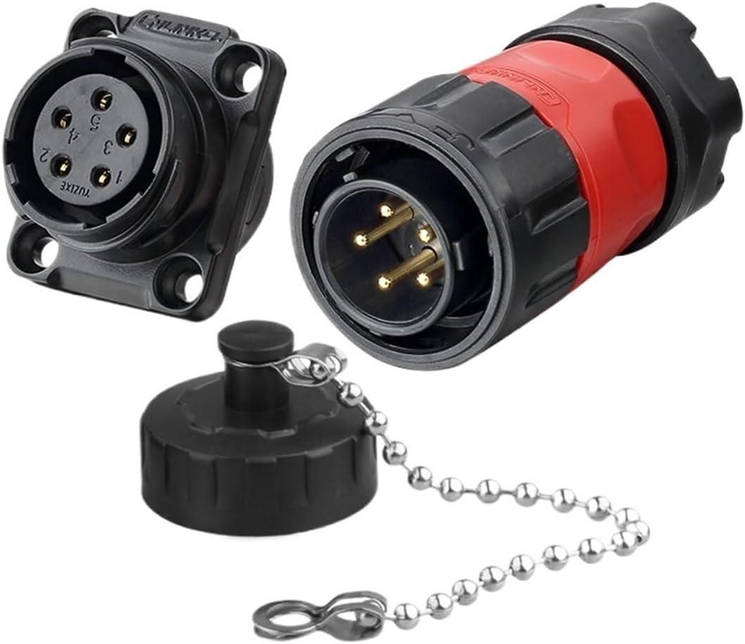 M20 2/3/4/7/9-pin cable electronic wire-to-board PBT plastic panel 12V 5A-20A(5-Pin Plug Socket)