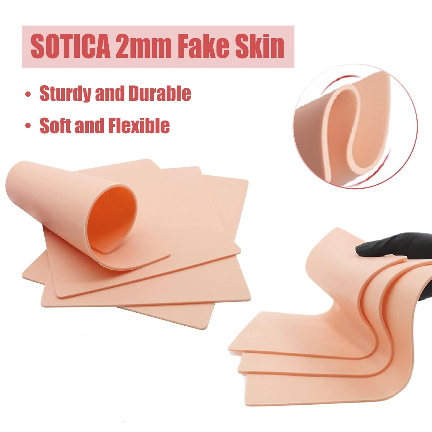 30PCS 2mm Tattoo Skin Practice Kit 10PCS 2mm Tattoo Fake Skins with 20PCS Transfer Papers Piel Sintética Para Tatuar with Stencil Paper
