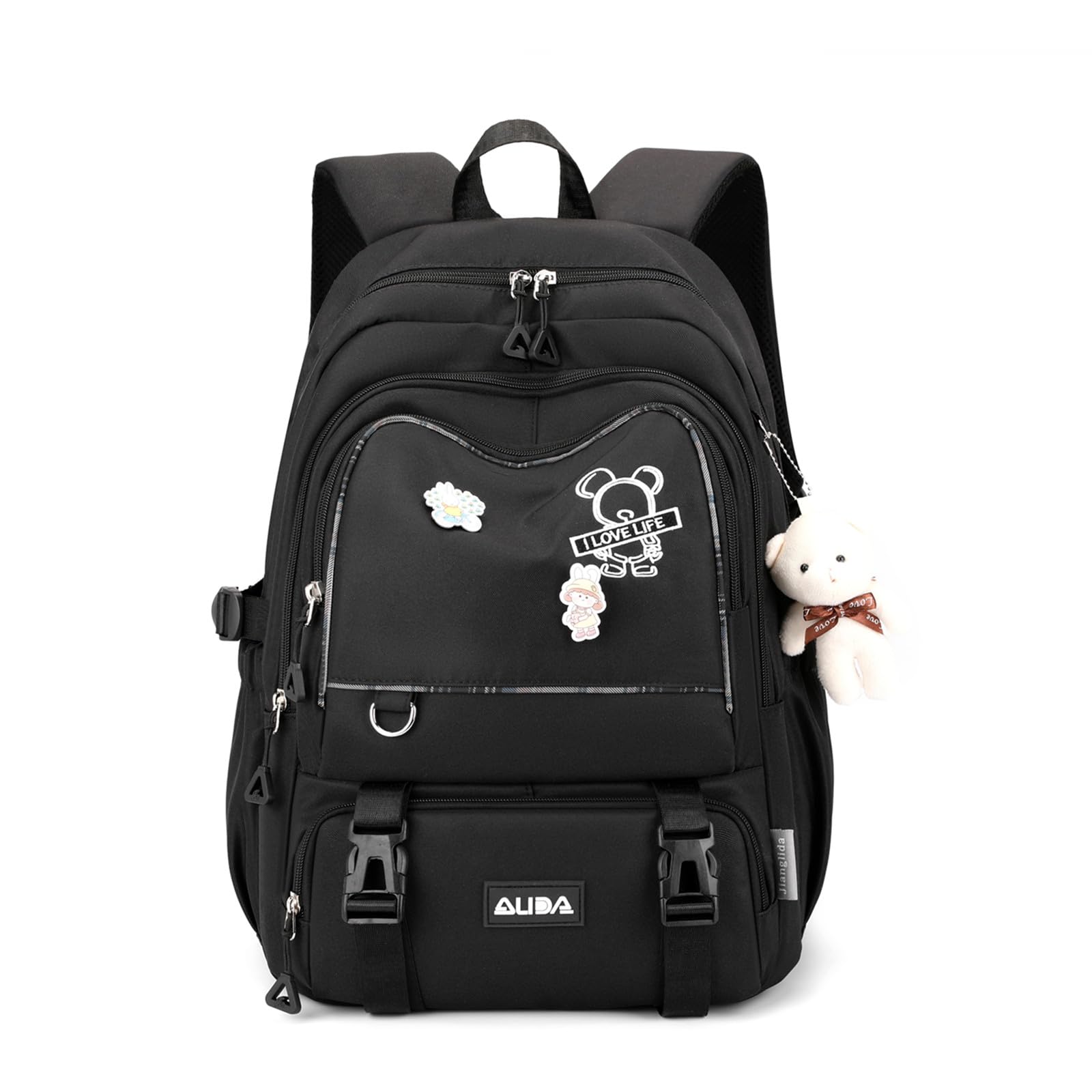 LANSHIYA School Bags for Girls,Elementary Middle School Students Bookbag, Kids Backpack with Pendent&Pins Outdoor Backpacks for Girls