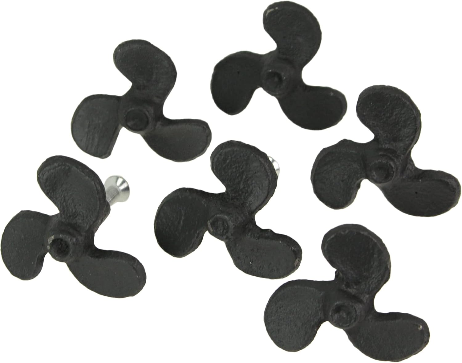 Zeckos Set of 6 Antique White Cast Iron Boat Cleat Drawer Pulls: 2.5 Inches Long, Decorative Nautical Cabinet Knobs for A Stylish Coastal Accent to Your Home Decor