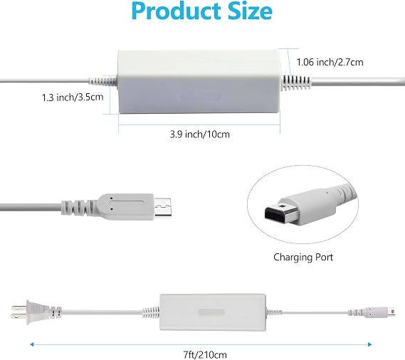 Charger for Wii U Gamepad, AC Power Adapter Charging Cord Replacement for Nintendo Wii U Gamepad